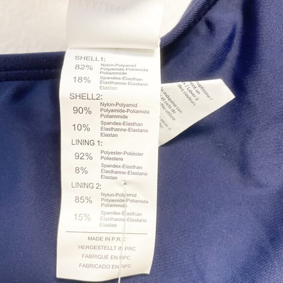 Cupshe Womens Navy Blue One Shoulder Tummy Control Mesh One Piece Swimsuit Large - Picture 6 of 6